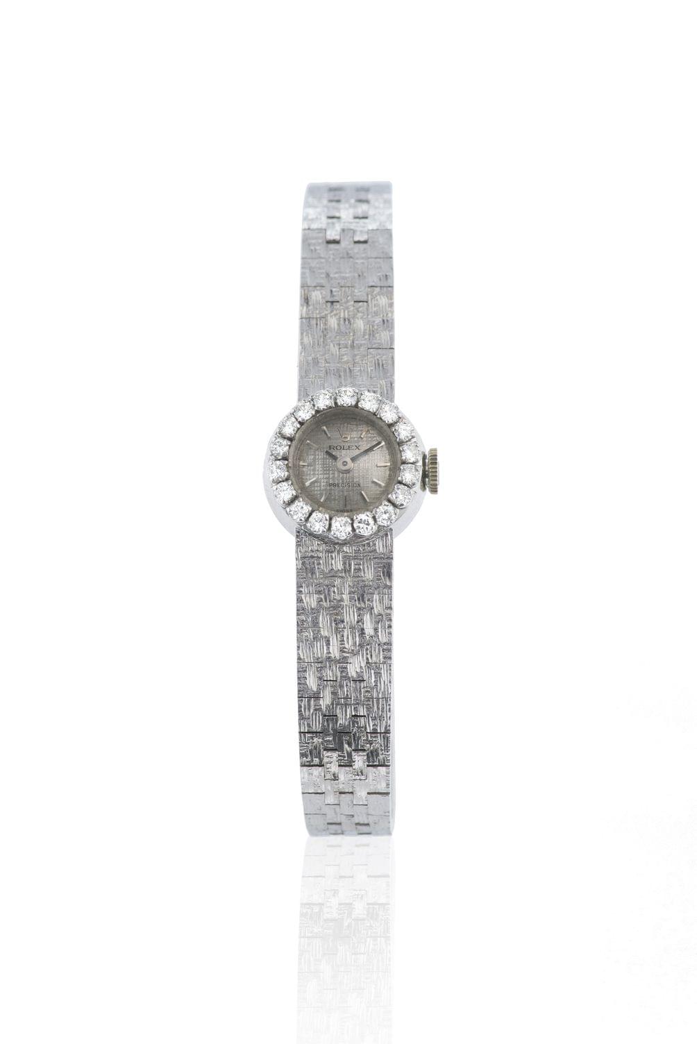 Rolex, Precision, montre-bracelet ronde mécanique sertie de diamants