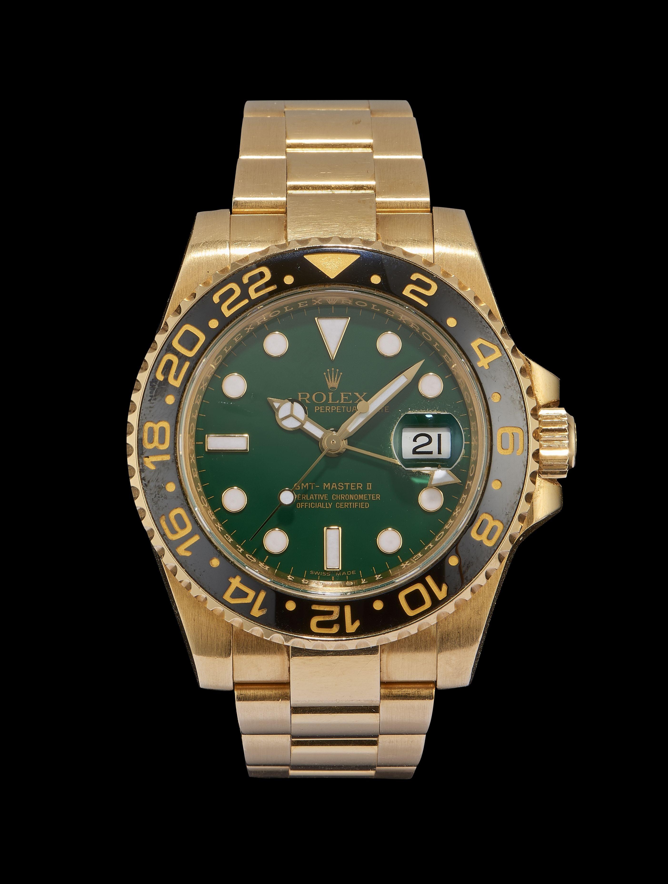 Rolex, Oyster Perpetual Date, montre-bracelet automatique GMT Master à fond vert