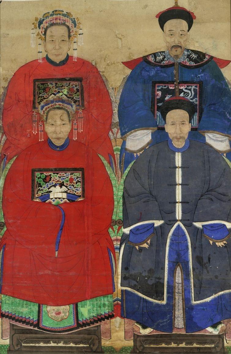 Portrait de quatre ancêtres, Chine dynastie Qing (1644-1912)