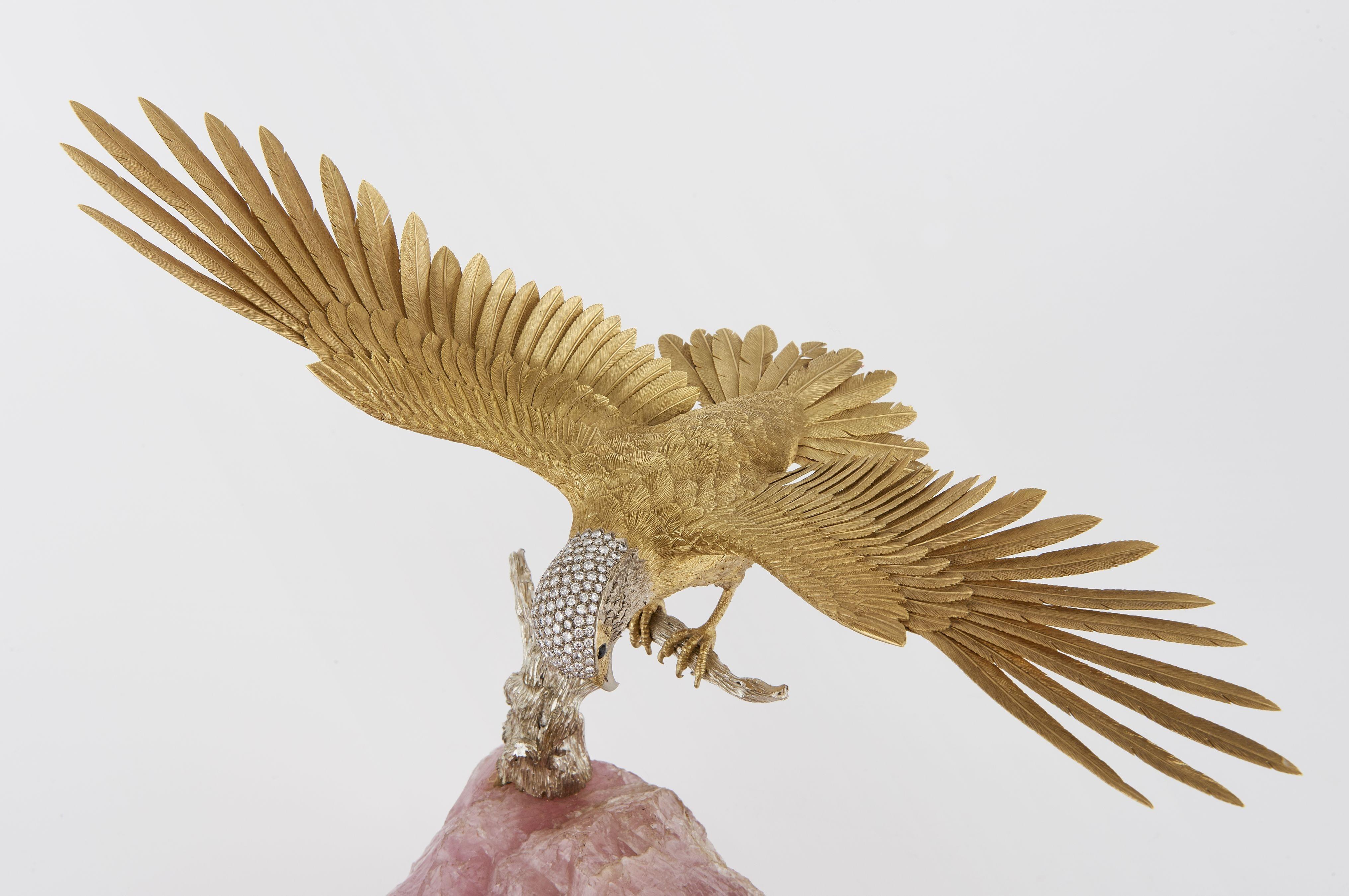 Asprey, faucon à la tête pavée de diamants (env. 3 ct)