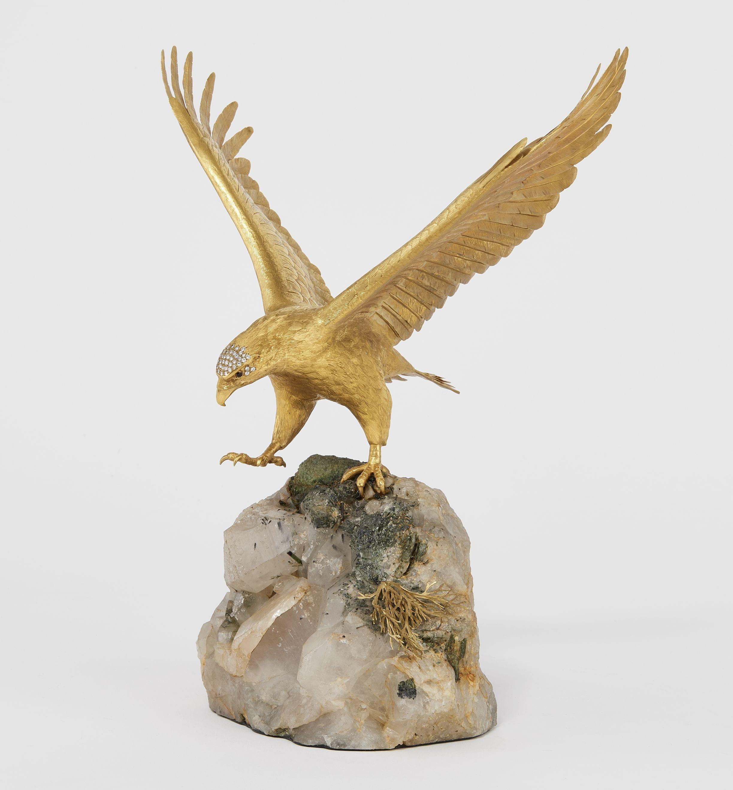 Asprey, aigle à la tête pavée de diamants (env. 1,2 ct)