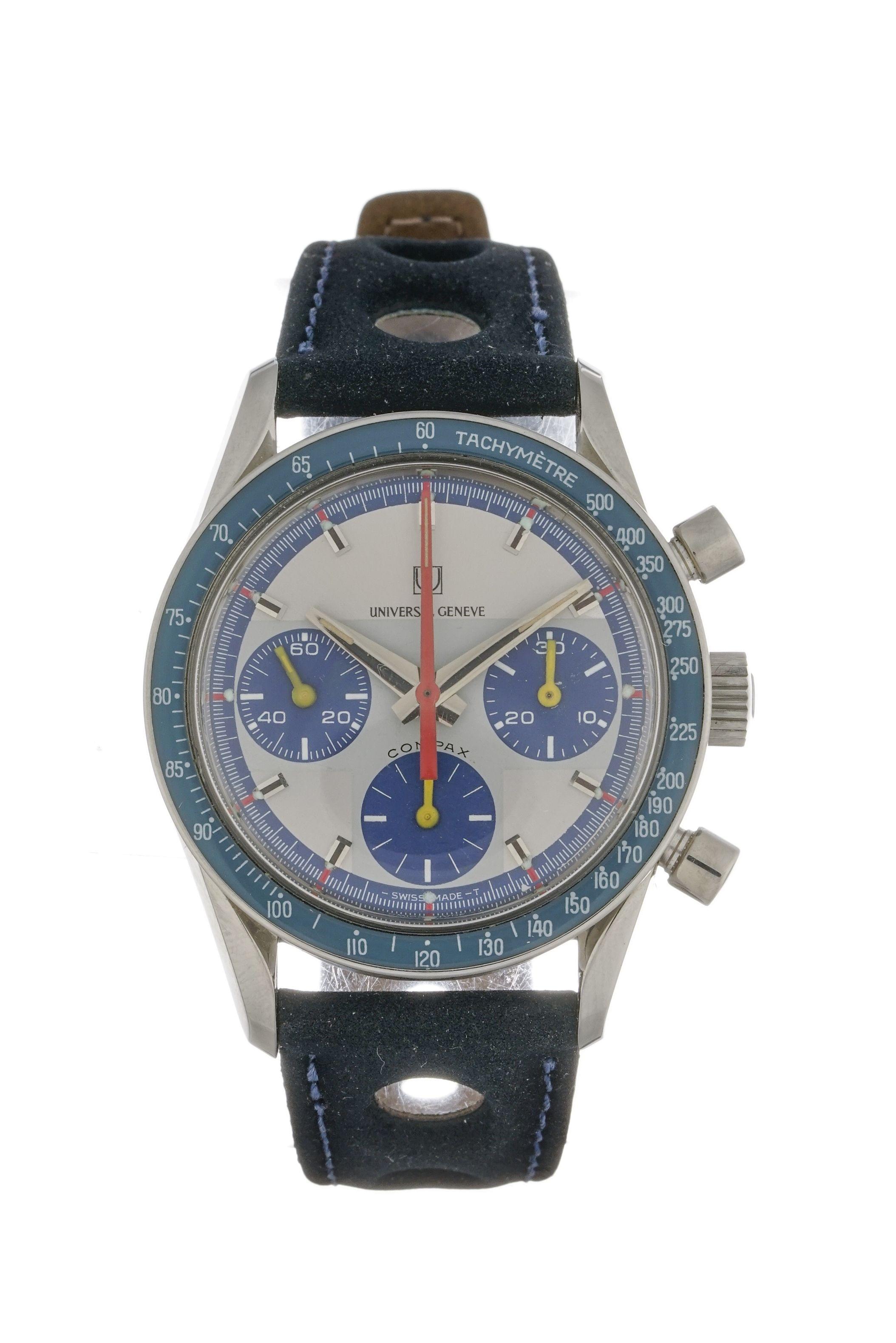Universal Genève, Compax, montre chronographe ronde mécanique