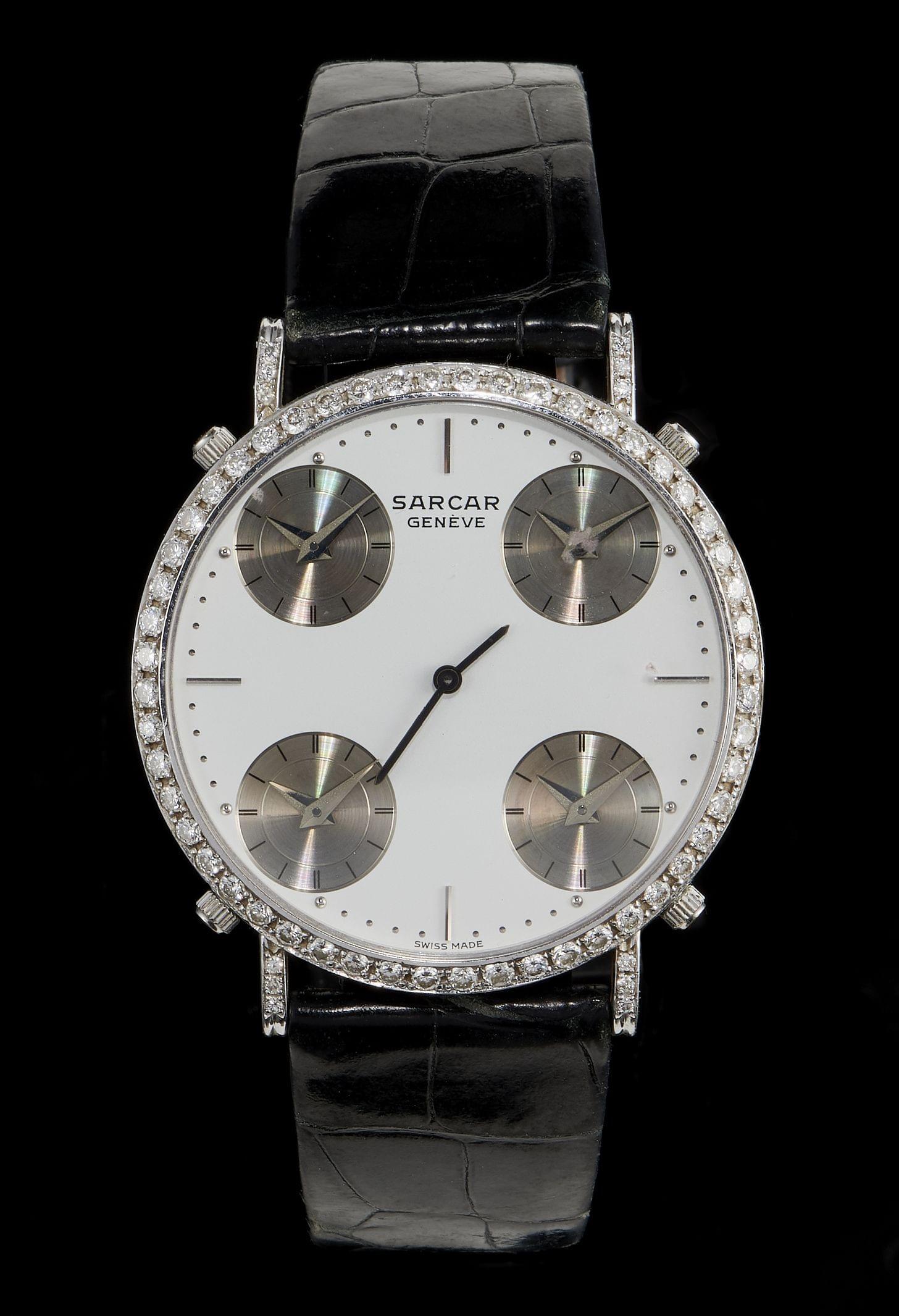 Sarcar, montre ronde à quartz sertie de diamants