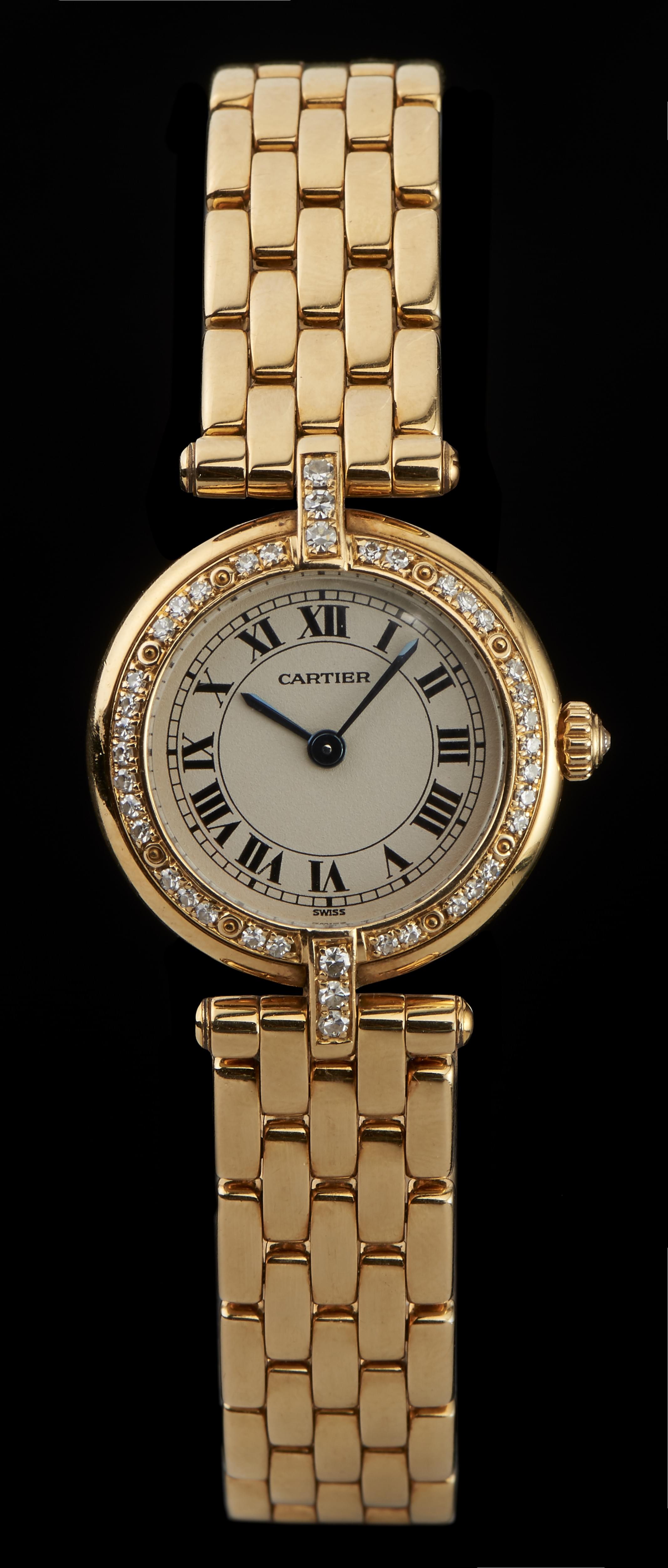 Cartier, Panthère, montre bracelet ronde à quartz sertie de diamants